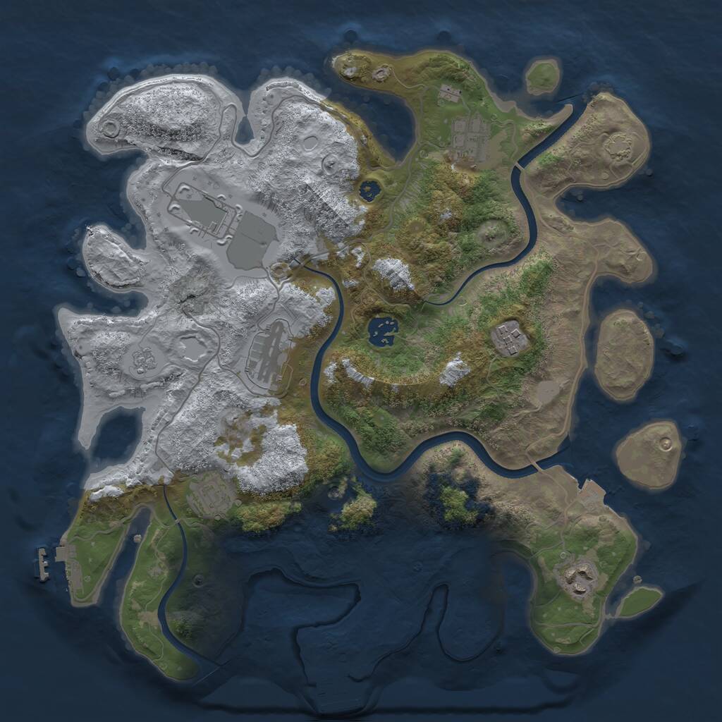 Rust Map: Procedural Map, Size: 3500, Seed: 1951615591, 13 Monuments