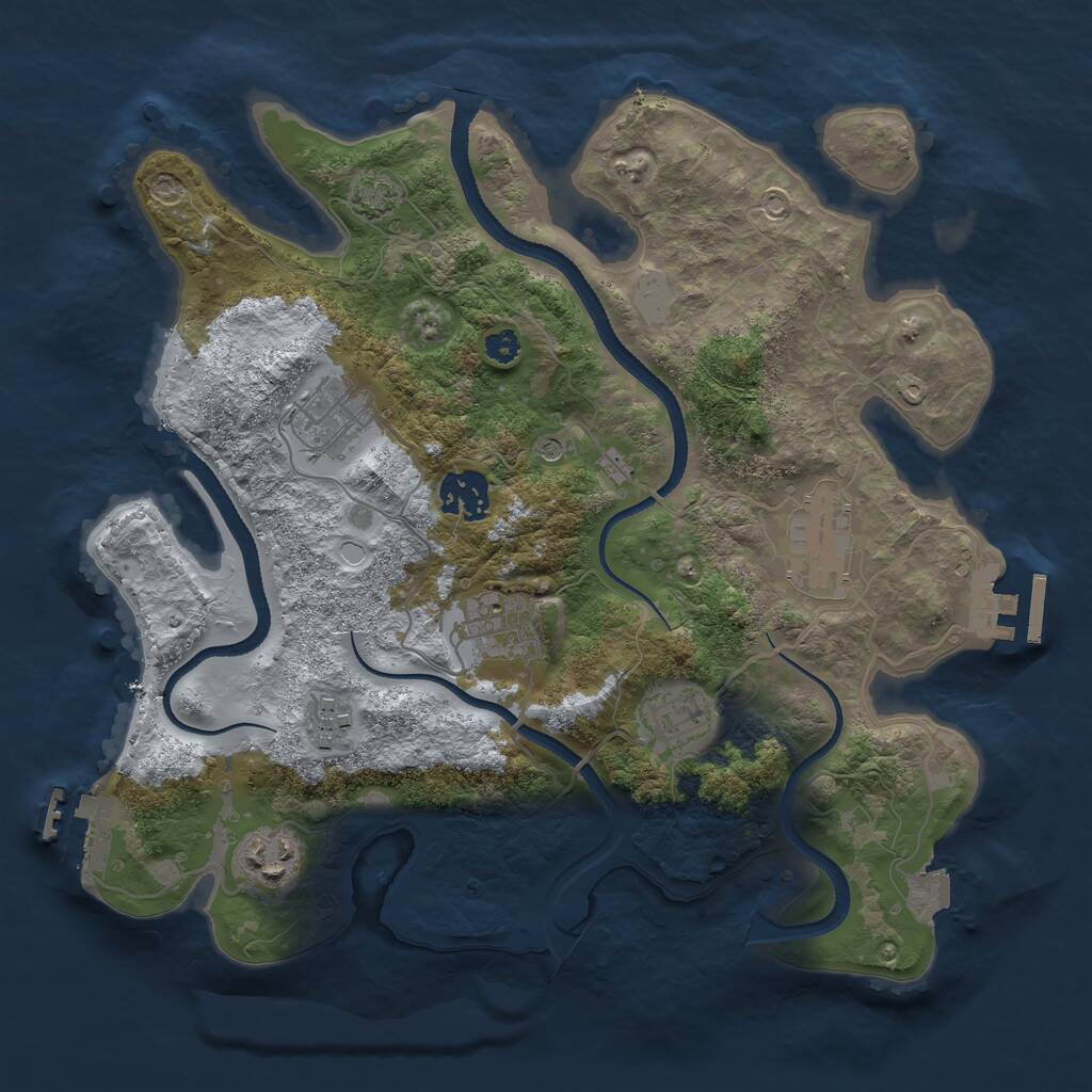 Rust Map: Procedural Map, Size: 3200, Seed: 46720, 12 Monuments