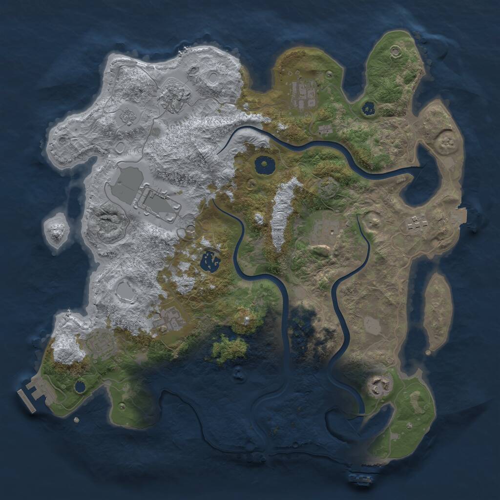 Rust Map: Procedural Map, Size: 3750, Seed: 1206012975, 15 Monuments