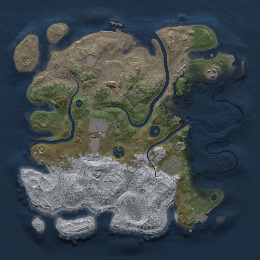 Rust Map: Procedural Map, Size: 3500, Seed: 394941425, 14 Monuments