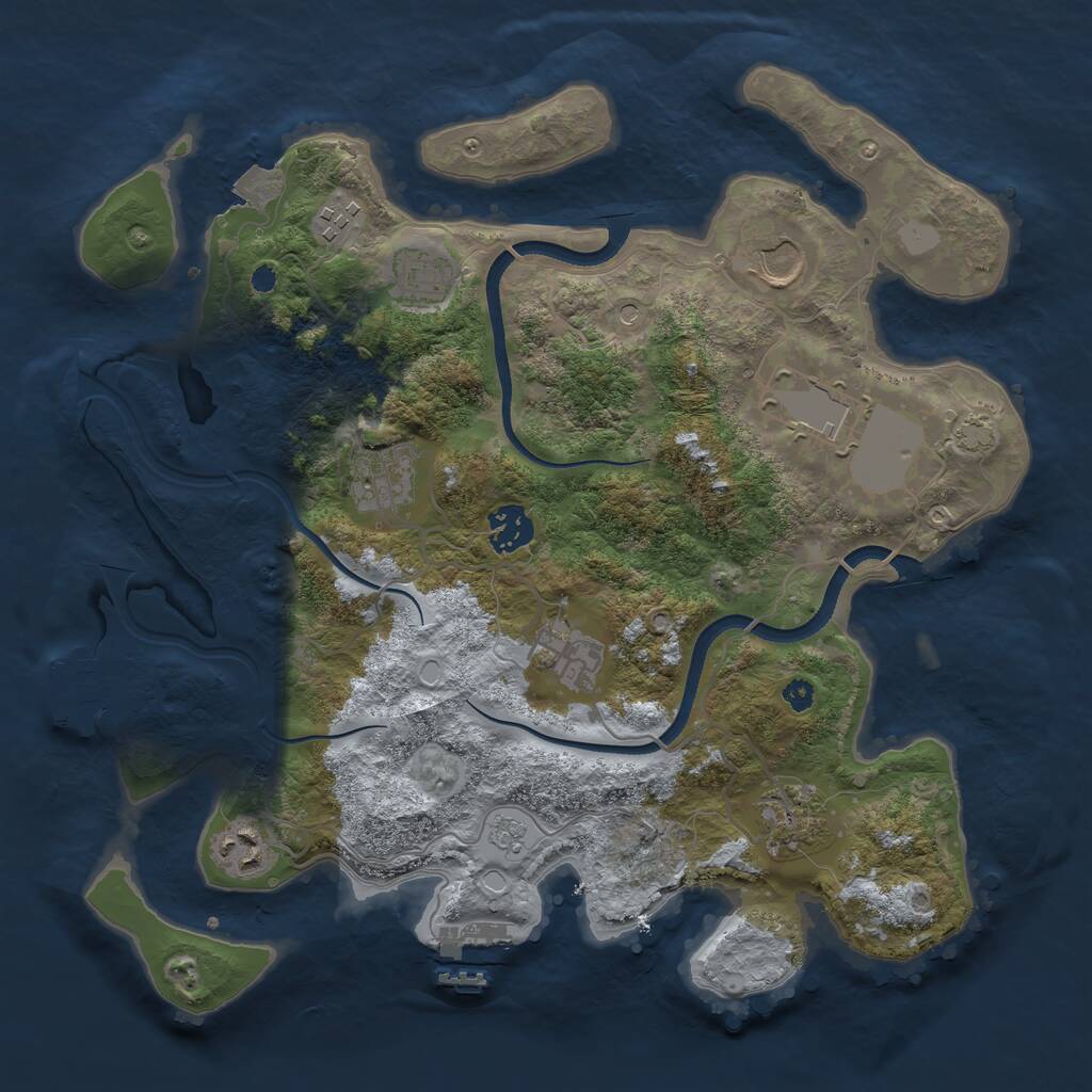 Rust Map: Procedural Map, Size: 3500, Seed: 31543154, 15 Monuments