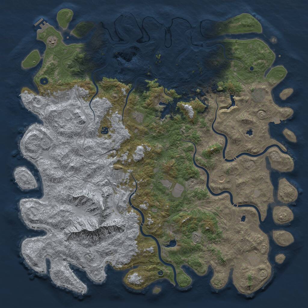 Rust Map: Procedural Map, Size: 6000, Seed: 1741345686, 16 Monuments
