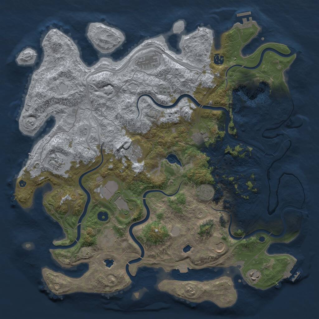 Rust Map: Procedural Map, Size: 4500, Seed: 714647638, 17 Monuments