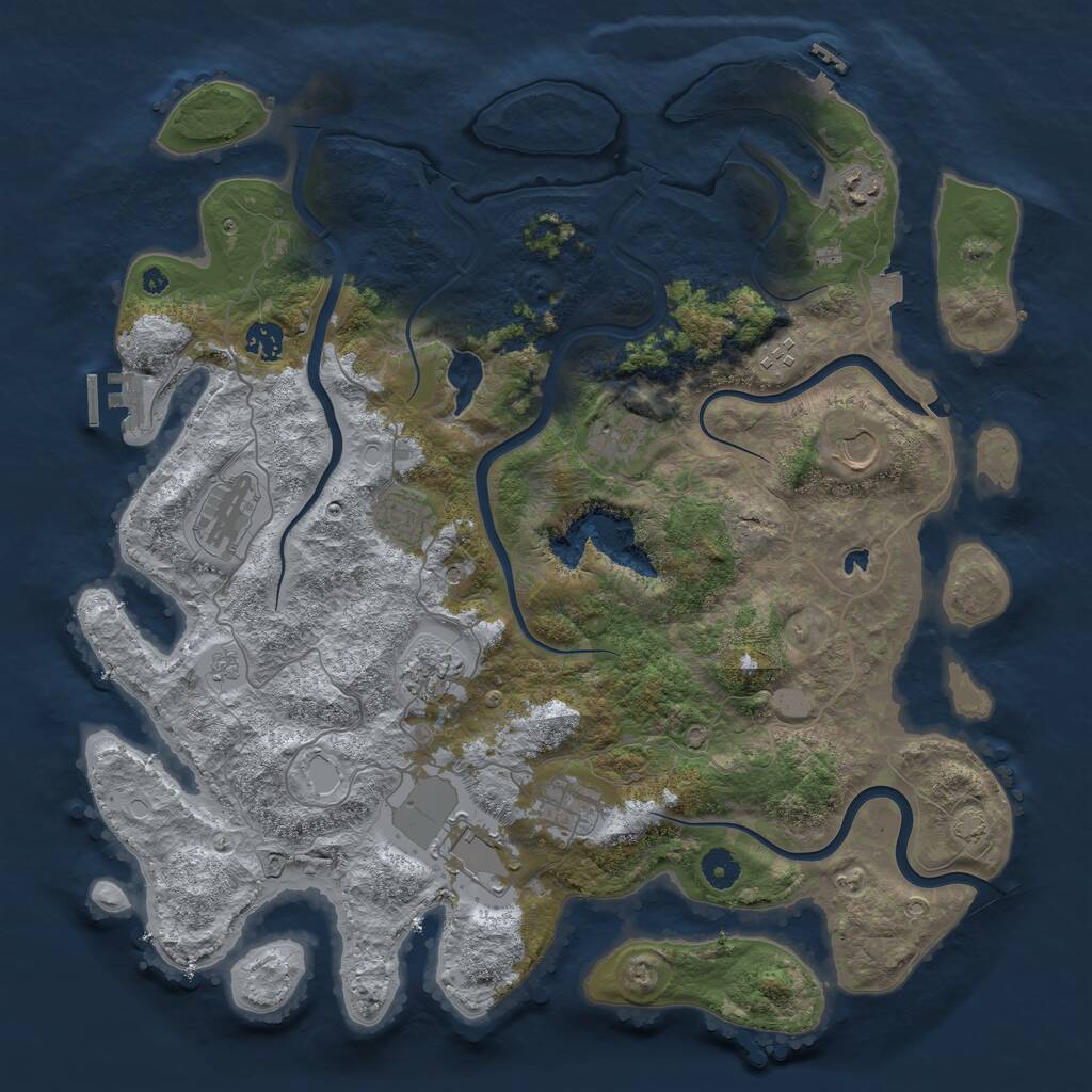 Rust Map: Procedural Map, Size: 4200, Seed: 55634323, 16 Monuments