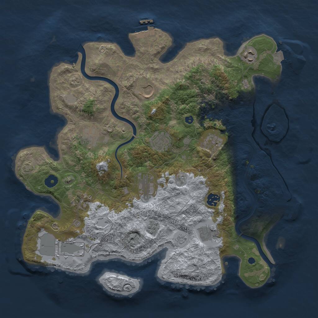 Rust Map: Procedural Map, Size: 3750, Seed: 1633465473, 17 Monuments