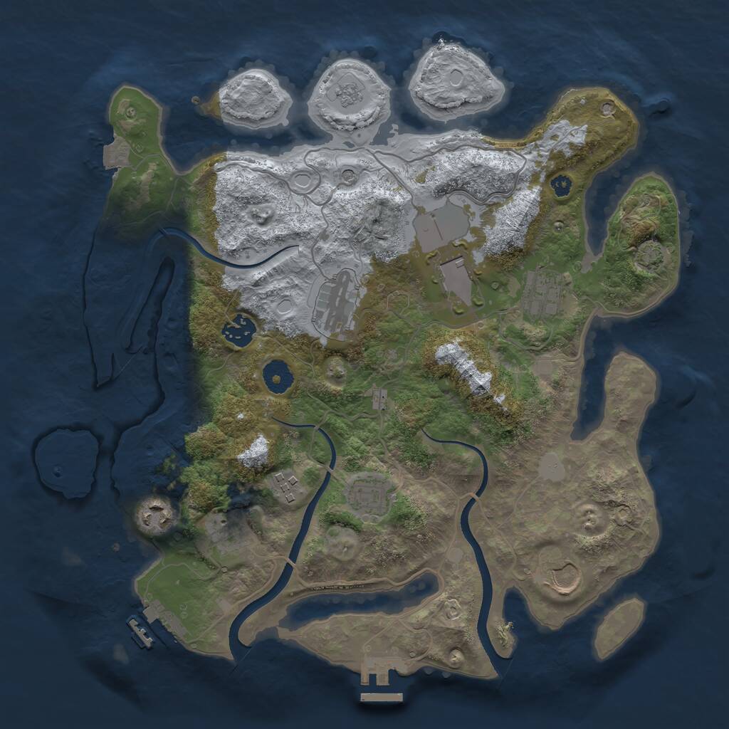 Rust Map: Procedural Map, Size: 3500, Seed: 744280293, 15 Monuments