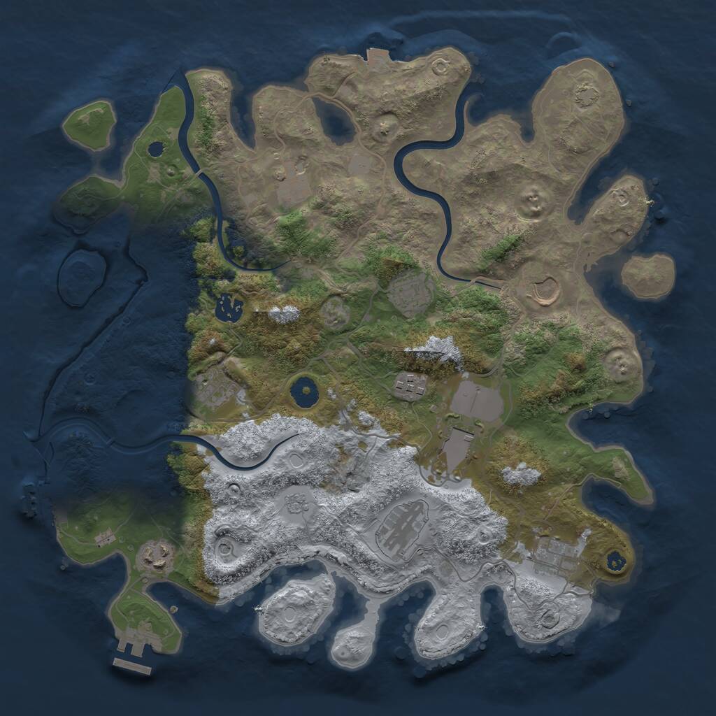 Rust Map: Procedural Map, Size: 3750, Seed: 616132267, 16 Monuments
