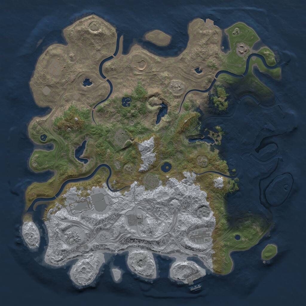 Rust Map: Procedural Map, Size: 4500, Seed: 574103280, 17 Monuments