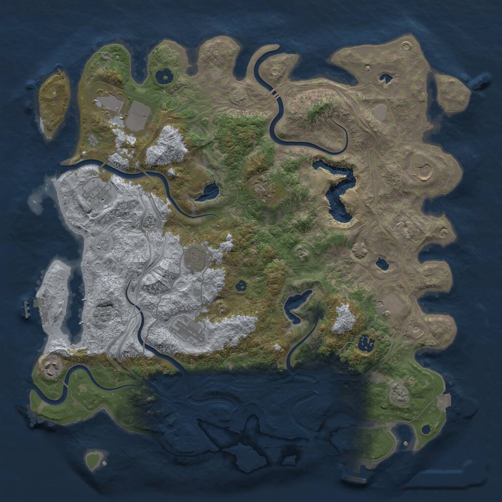 Rust Map: Procedural Map, Size: 4500, Seed: 428495934, 16 Monuments