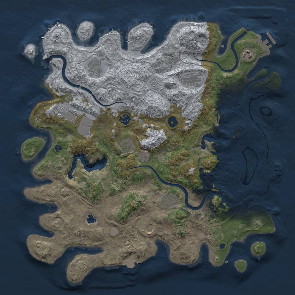 Rust Map: Procedural Map, Size: 4250, Seed: 1076095537, 15 Monuments