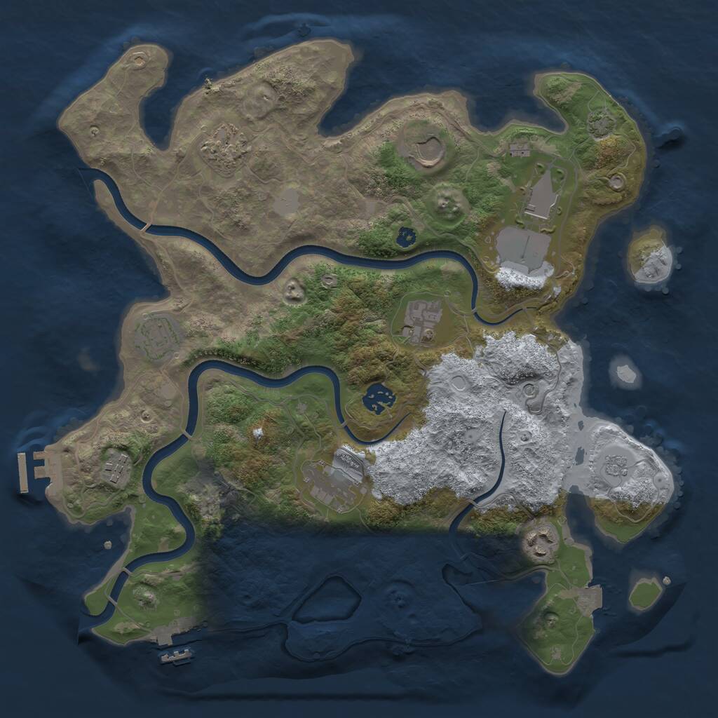 Rust Map: Procedural Map, Size: 3600, Seed: 636170983, 15 Monuments