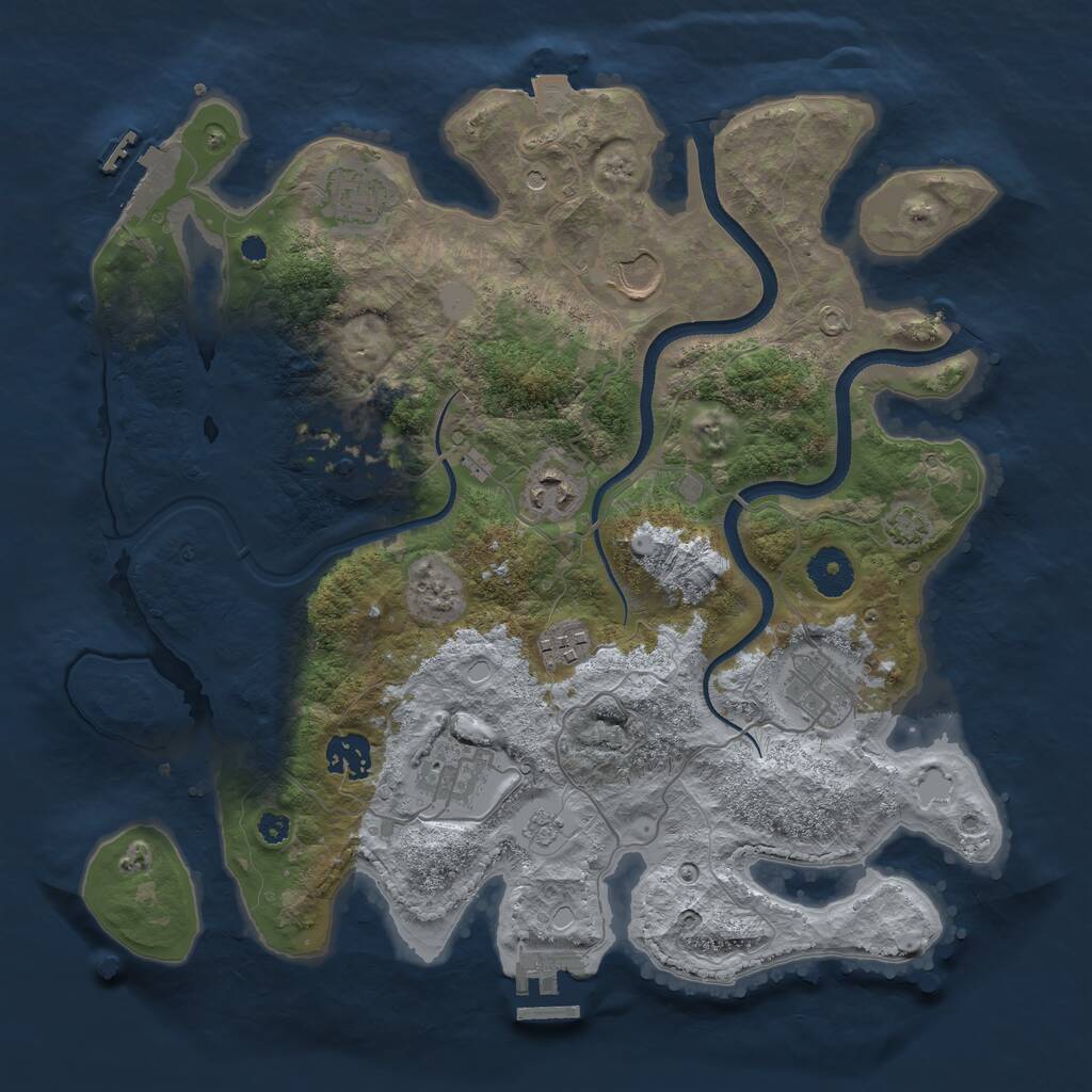 Rust Map: Procedural Map, Size: 3500, Seed: 351923198, 14 Monuments
