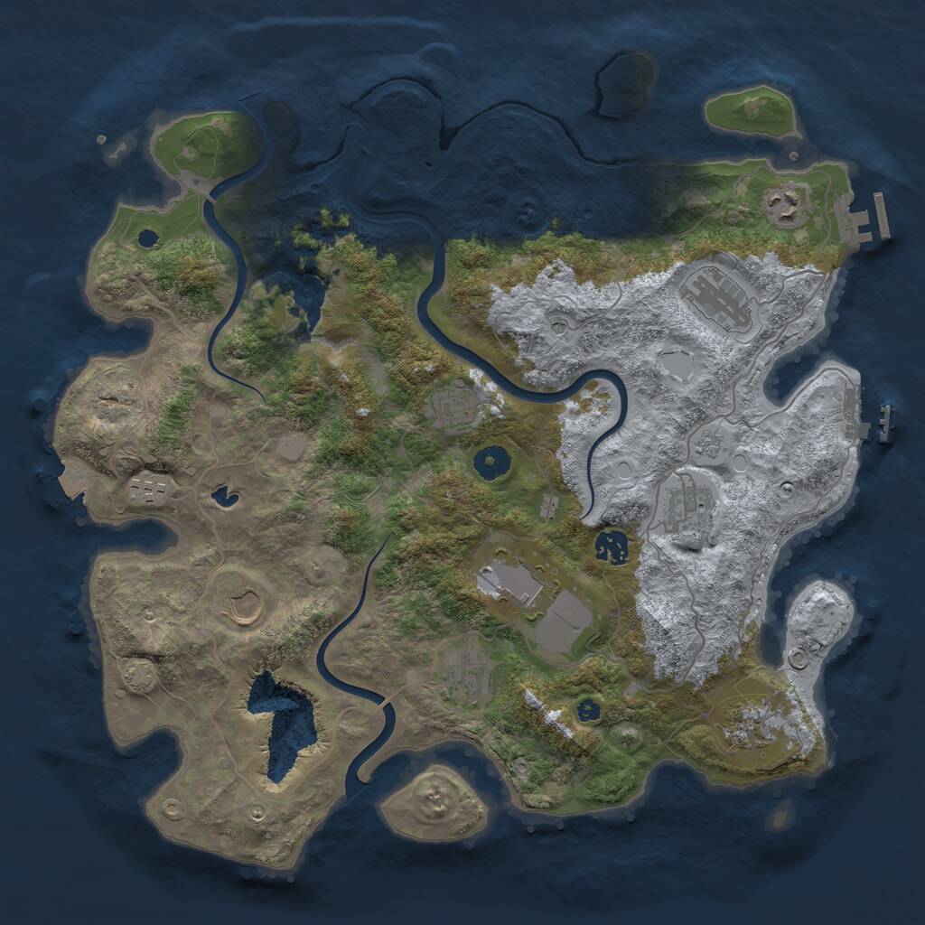 Rust Map: Procedural Map, Size: 4000, Seed: 1160376351, 16 Monuments