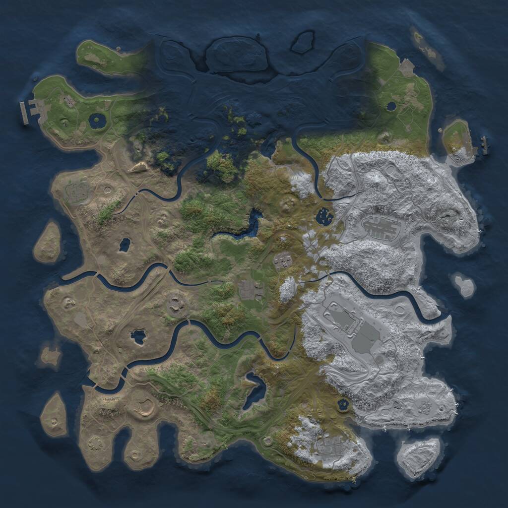 Rust Map: Procedural Map, Size: 4500, Seed: 1987158641, 16 Monuments