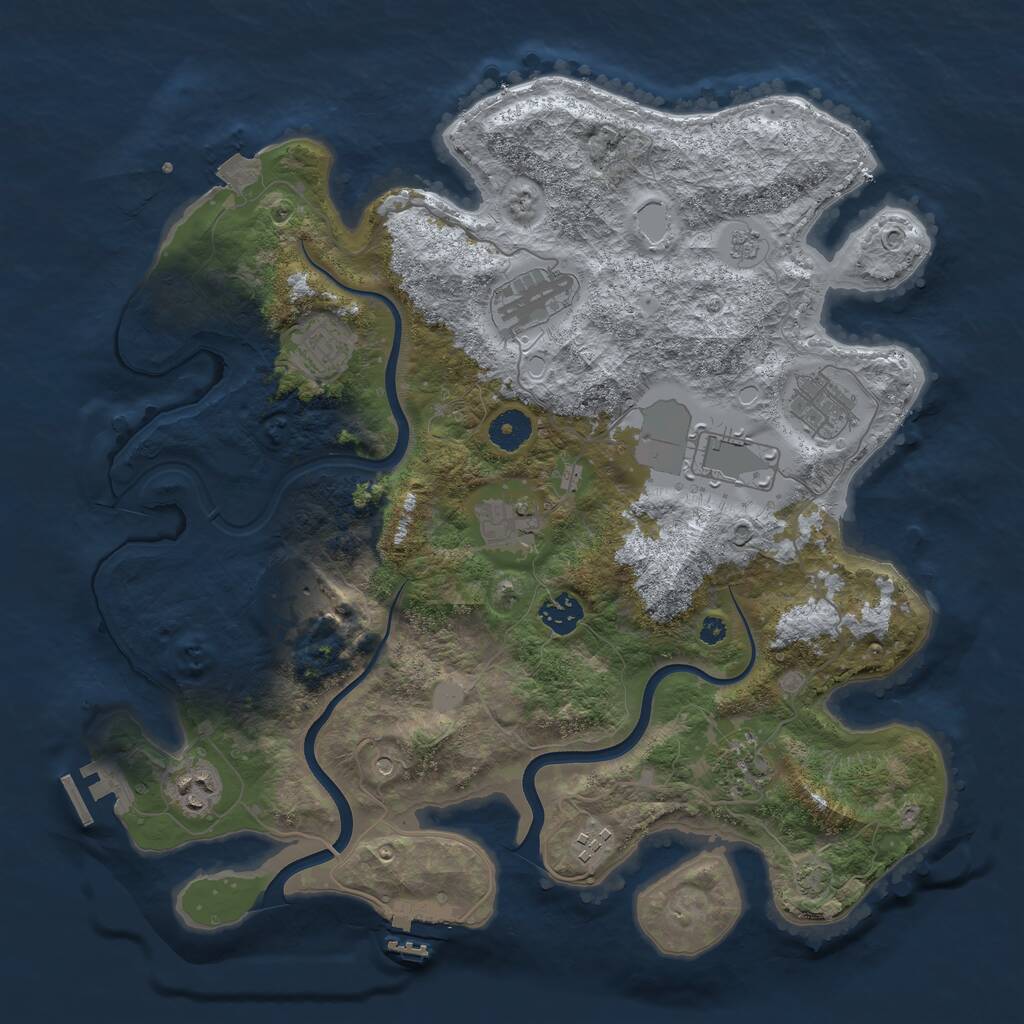 Rust Map: Procedural Map, Size: 3800, Seed: 34565, 16 Monuments