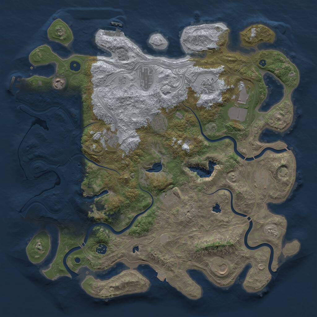 Rust Map: Procedural Map, Size: 4500, Seed: 915232474, 17 Monuments