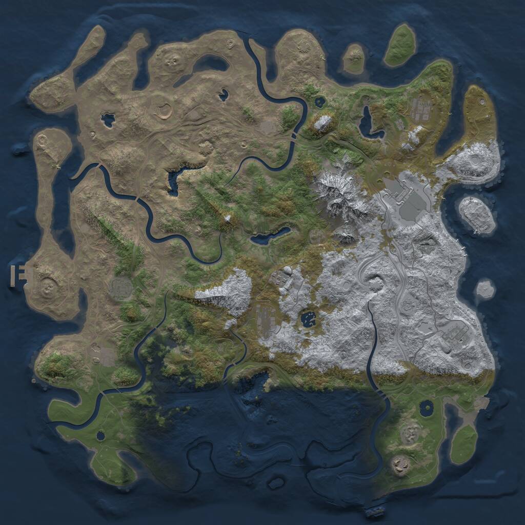 Rust Map: Procedural Map, Size: 5000, Seed: 648264, 16 Monuments
