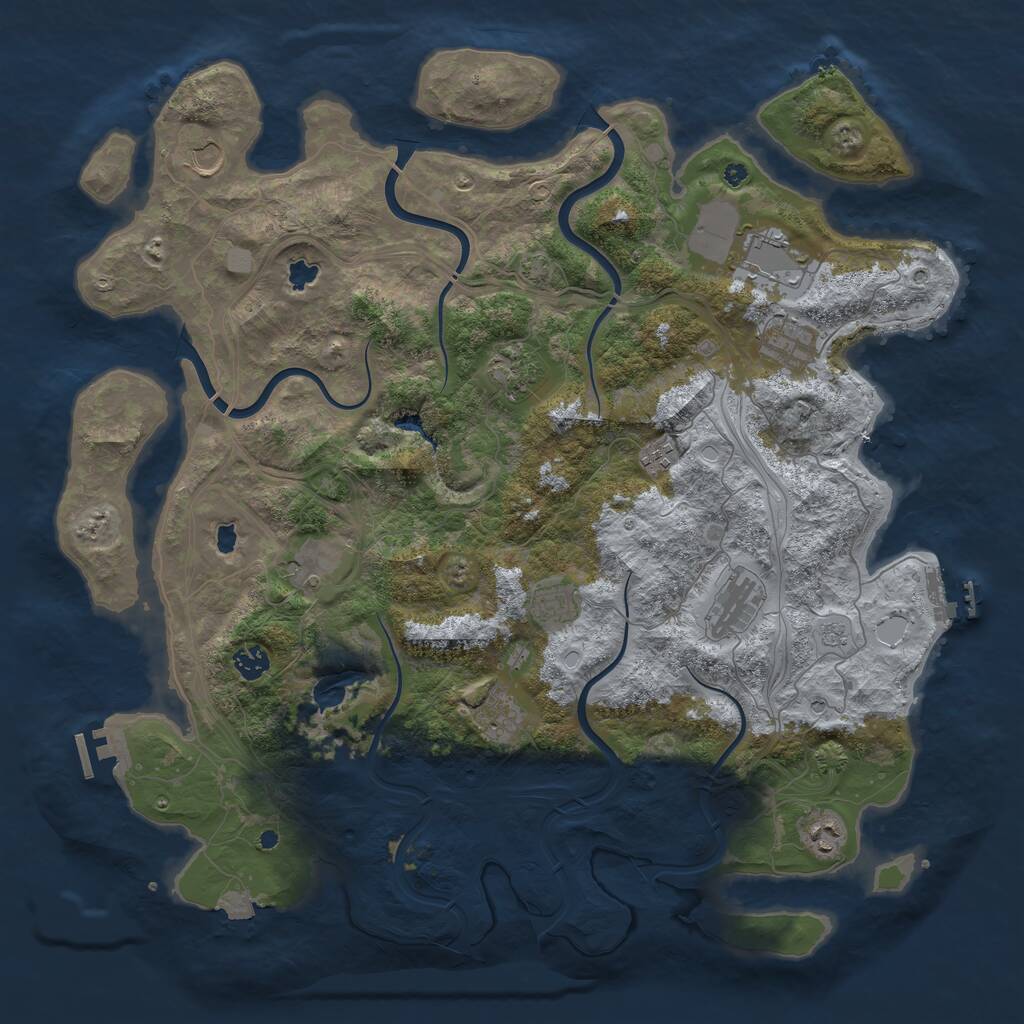 Rust Map: Procedural Map, Size: 4500, Seed: 1359411614, 17 Monuments
