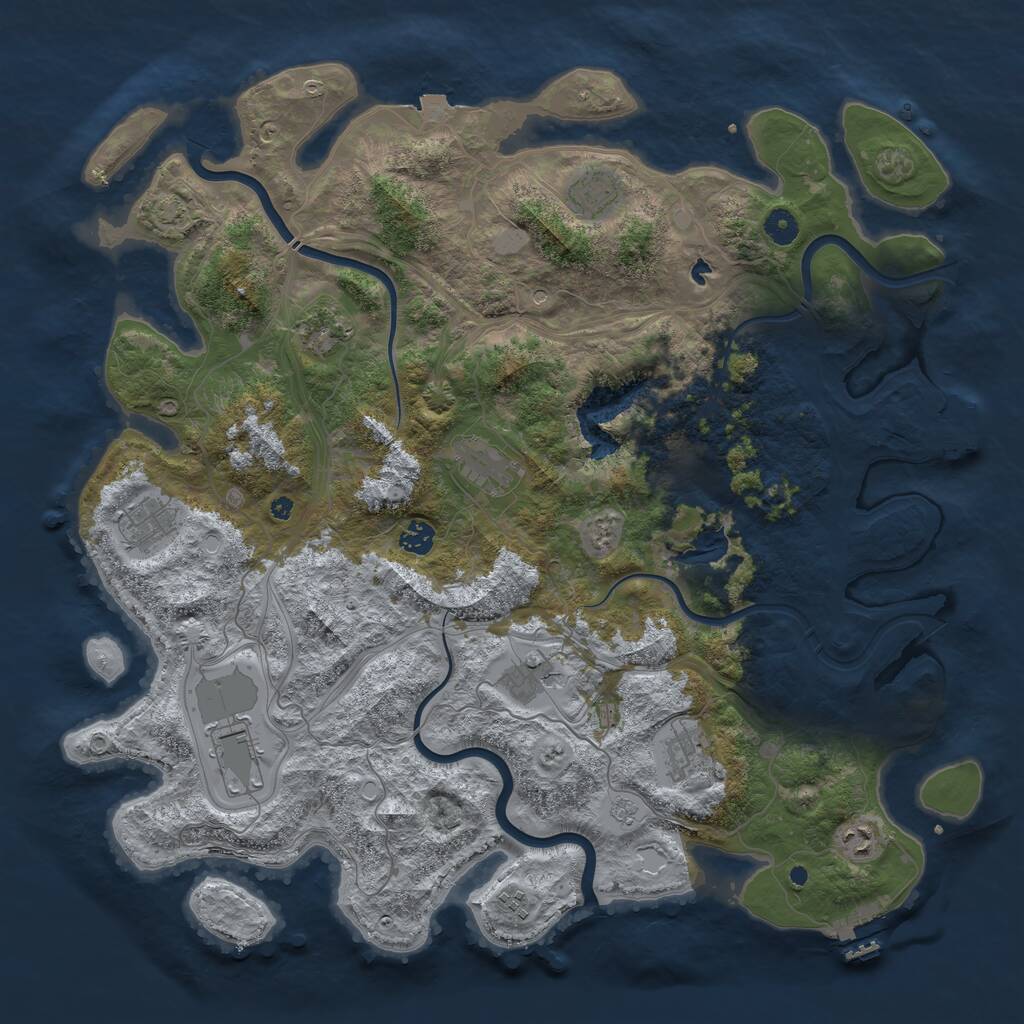 Rust Map: Procedural Map, Size: 4500, Seed: 946048211, 16 Monuments