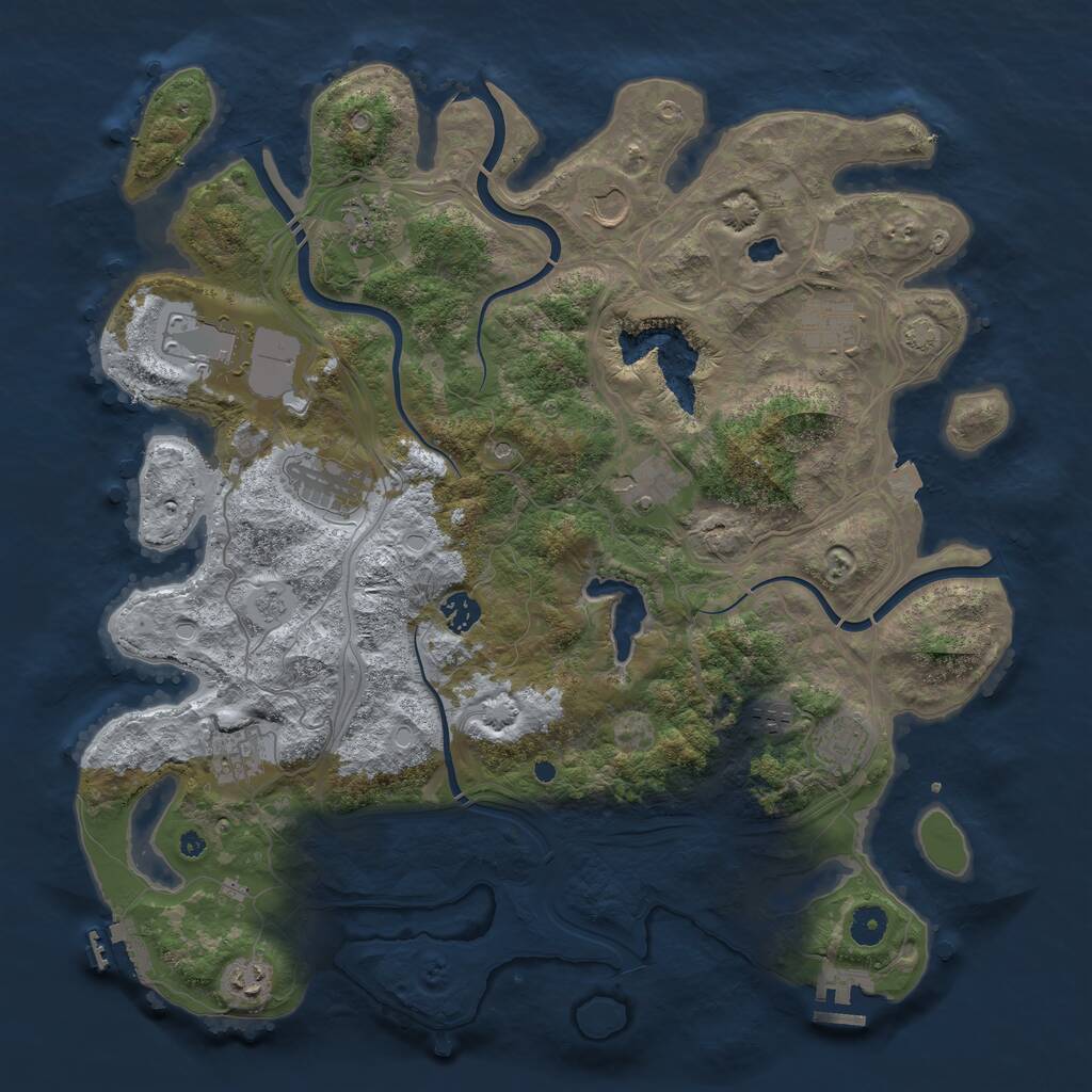 Rust Map: Procedural Map, Size: 4250, Seed: 1373443842, 17 Monuments