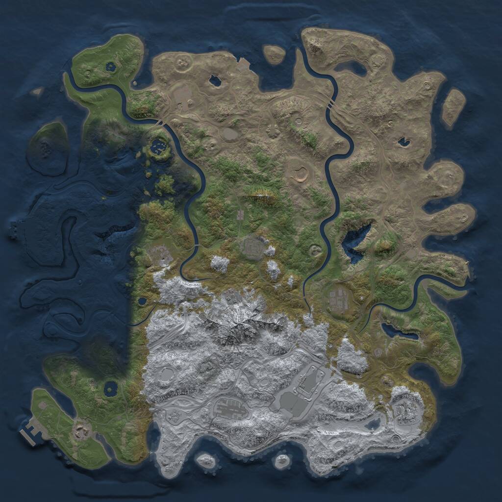 Rust Map: Procedural Map, Size: 5000, Seed: 705334225, 17 Monuments