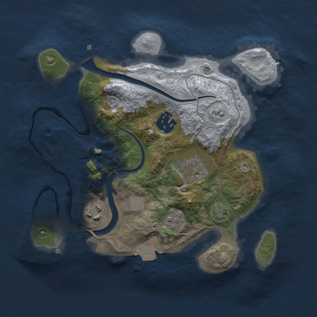 Rust Map: Procedural Map, Size: 2500, Seed: 1118321345, 7 Monuments