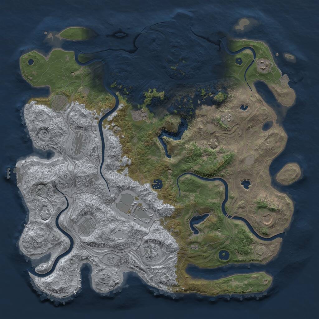 Rust Map: Procedural Map, Size: 4500, Seed: 540616484, 17 Monuments