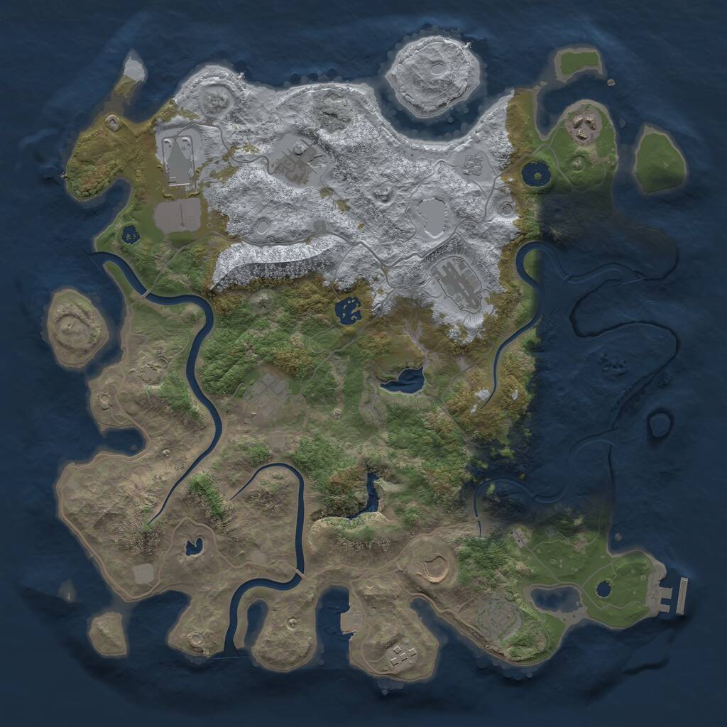 Rust Map: Procedural Map, Size: 4000, Seed: 32832845, 14 Monuments