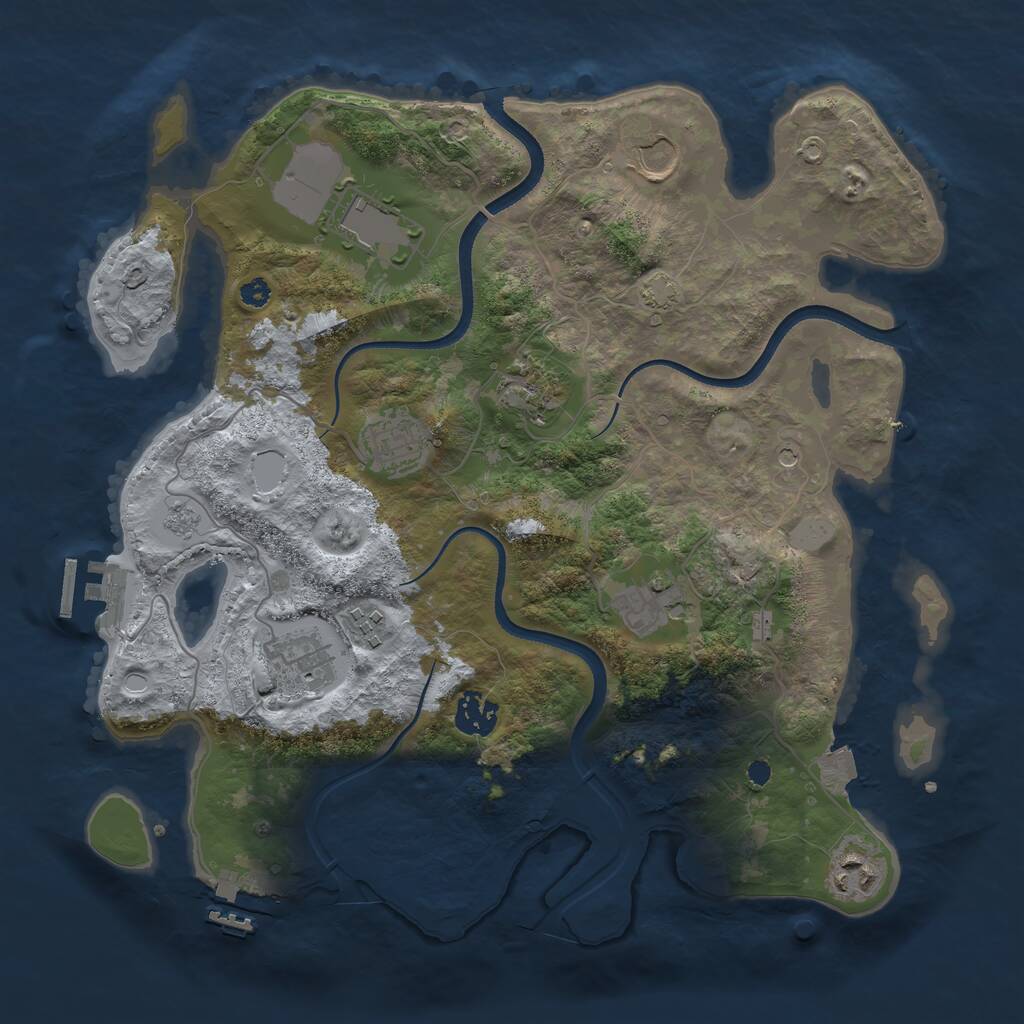 Rust Map: Procedural Map, Size: 3500, Seed: 896352484, 15 Monuments