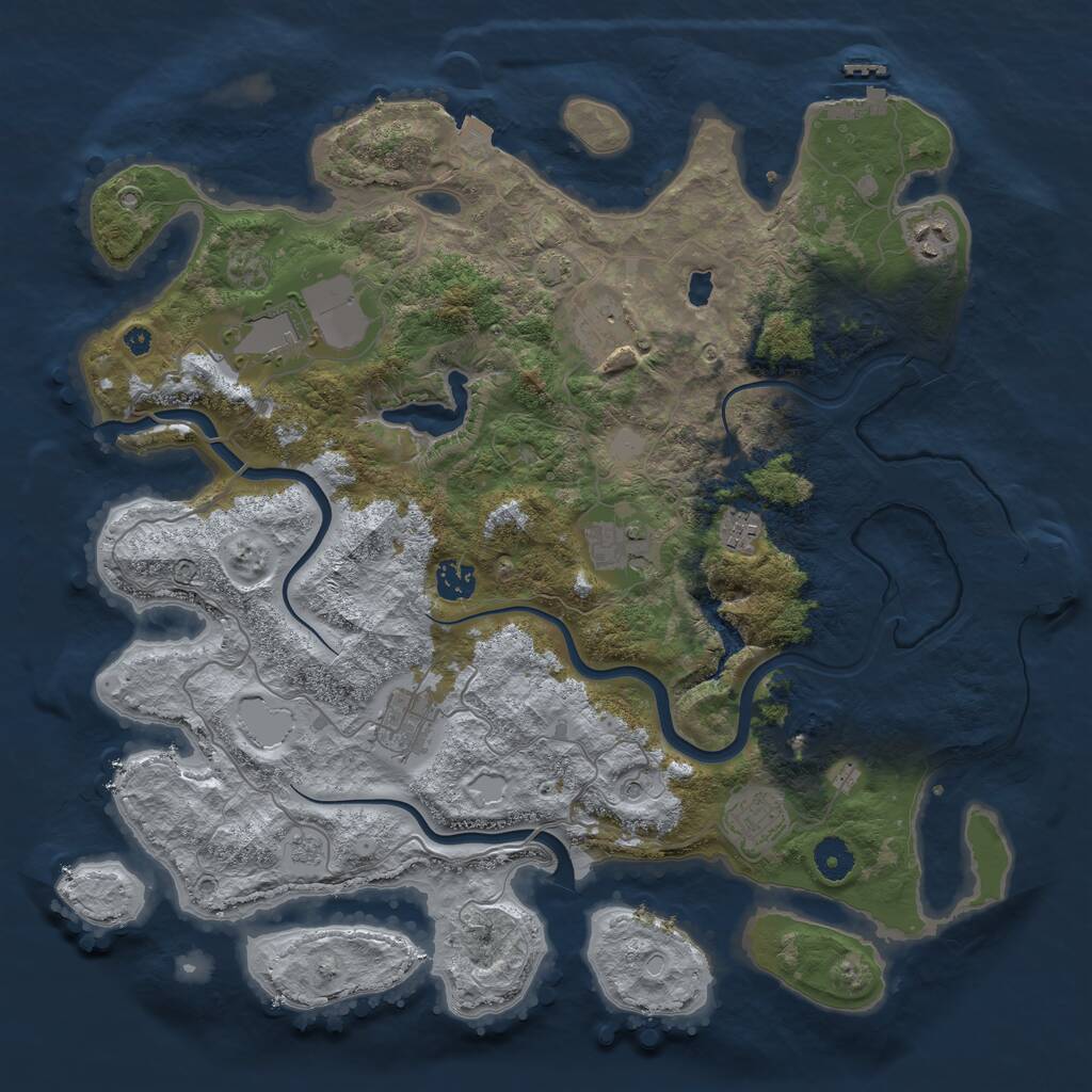 Rust Map: Procedural Map, Size: 4000, Seed: 1145814453, 14 Monuments