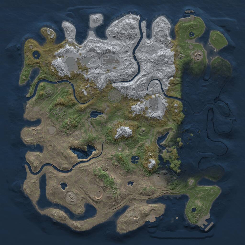 Rust Map: Procedural Map, Size: 4500, Seed: 376410116, 16 Monuments