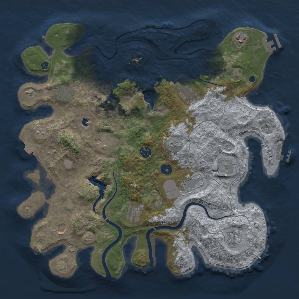 Rust Map: Procedural Map, Size: 4000, Seed: 1354509290, 17 Monuments