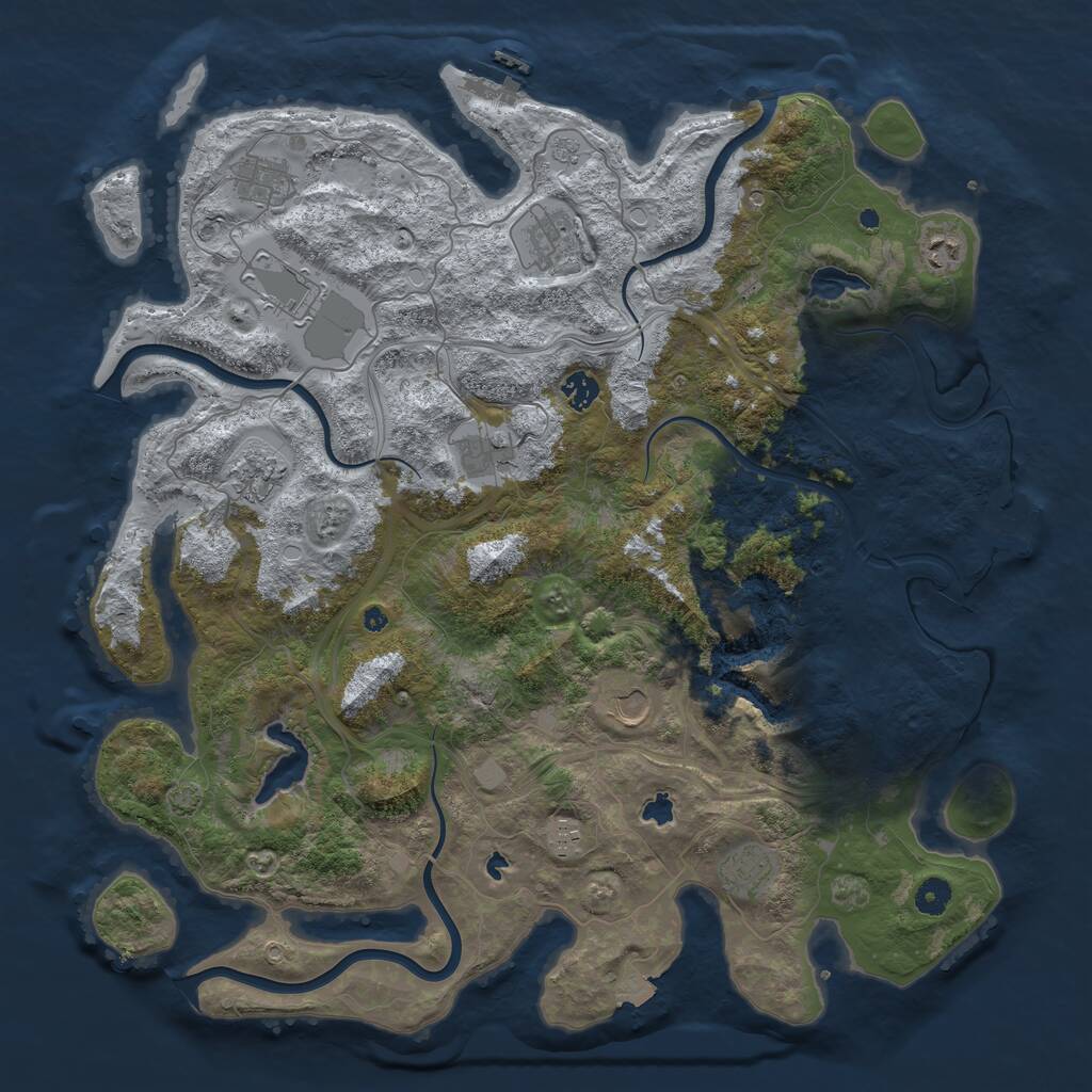 Rust Map: Procedural Map, Size: 4500, Seed: 181162531, 16 Monuments