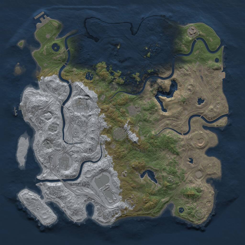 Rust Map: Procedural Map, Size: 4500, Seed: 1597271411, 16 Monuments