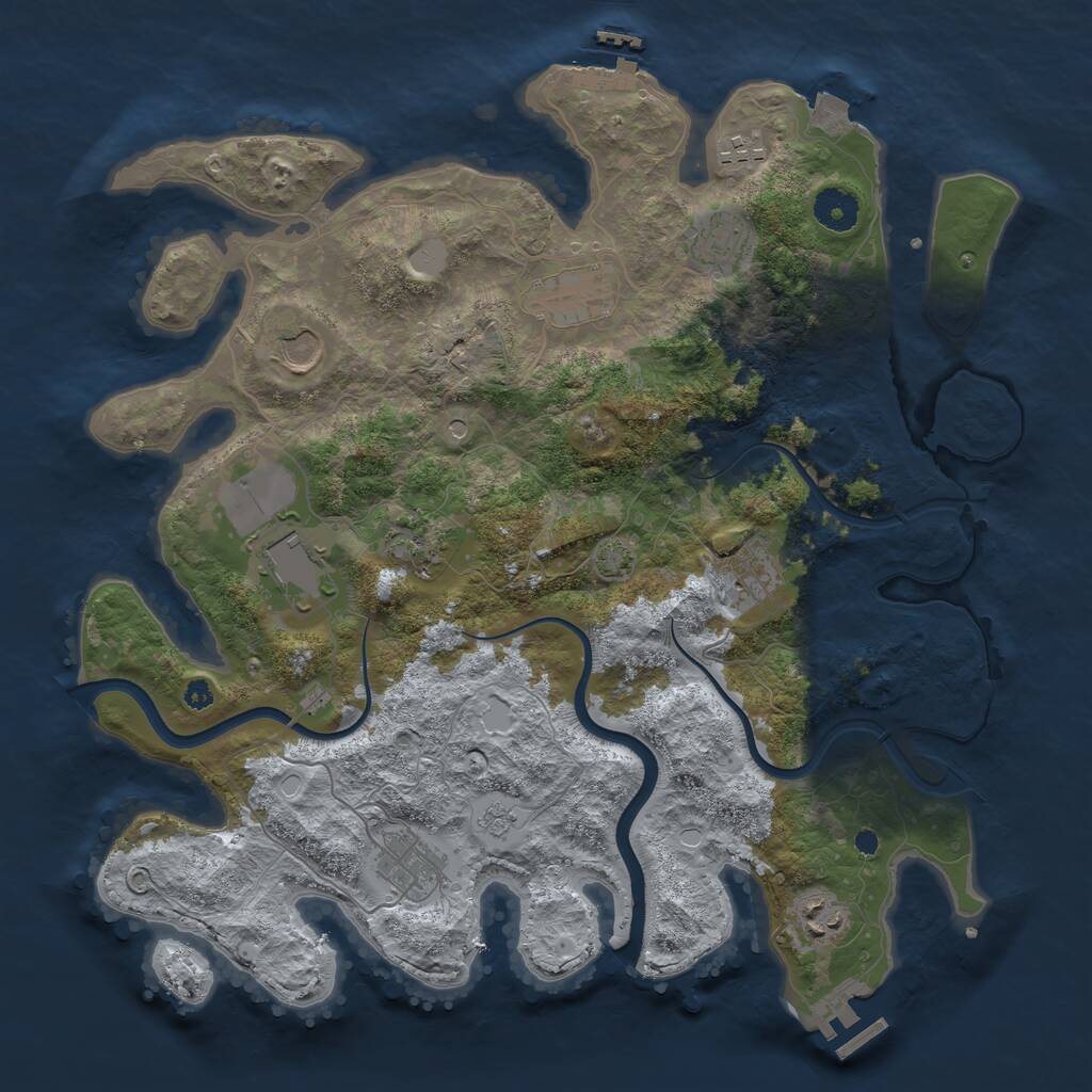 Rust Map: Procedural Map, Size: 3750, Seed: 461760325, 15 Monuments