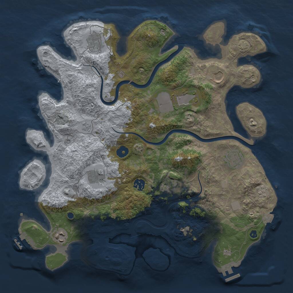 Rust Map: Procedural Map, Size: 3800, Seed: 1310511886, 15 Monuments