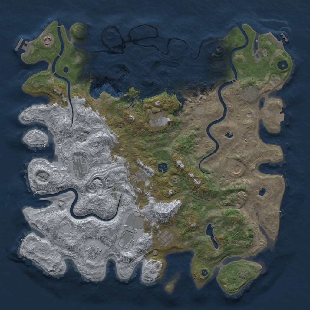Rust Map: Procedural Map, Size: 4644, Seed: 8048542, 17 Monuments