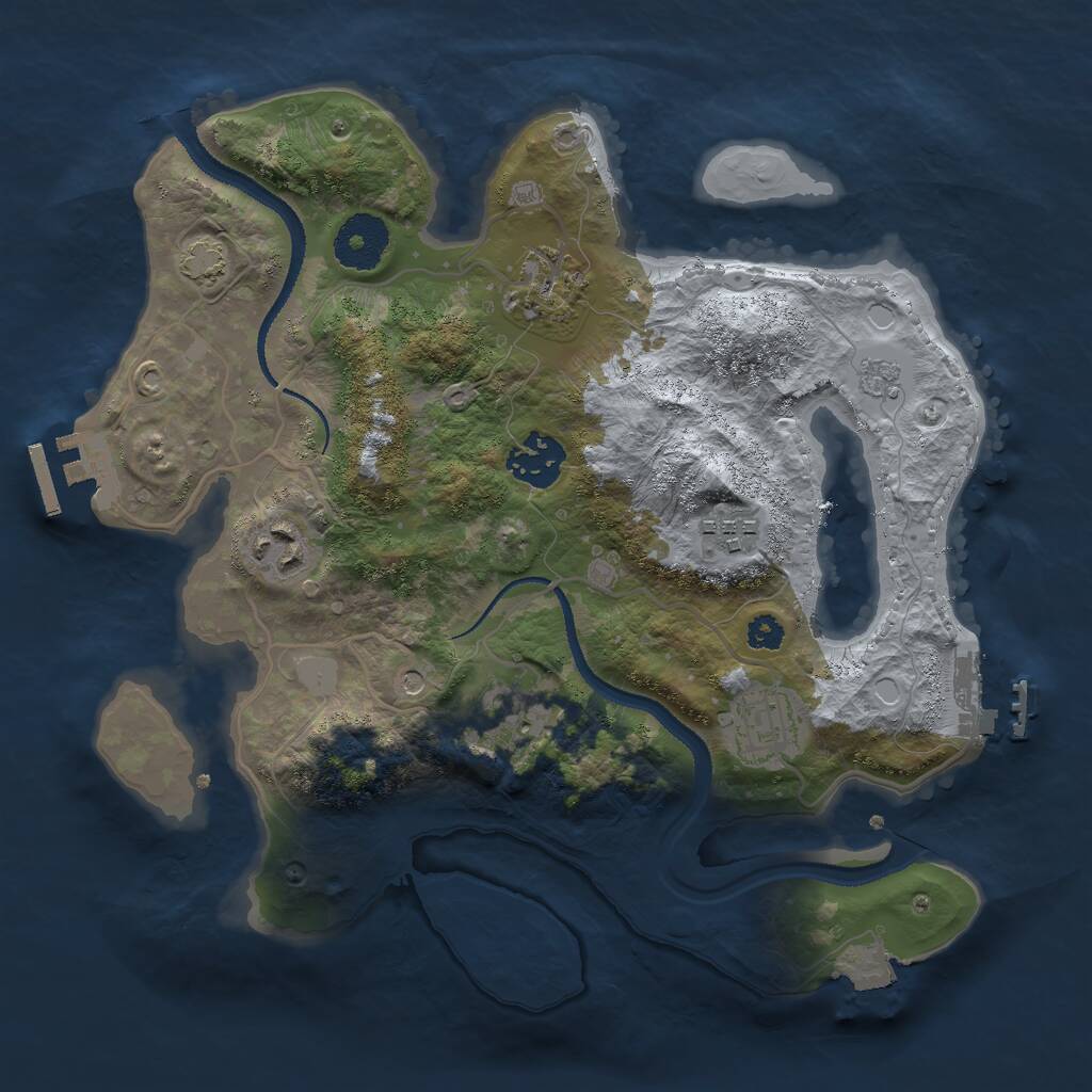 Rust Map: Procedural Map, Size: 3000, Seed: 54372955, 12 Monuments