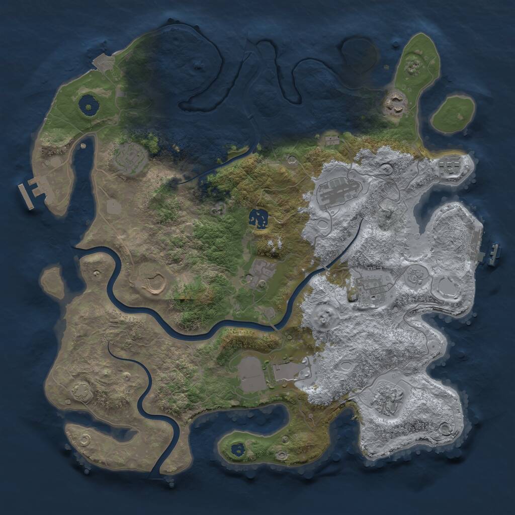 Rust Map: Procedural Map, Size: 3800, Seed: 30226683, 16 Monuments
