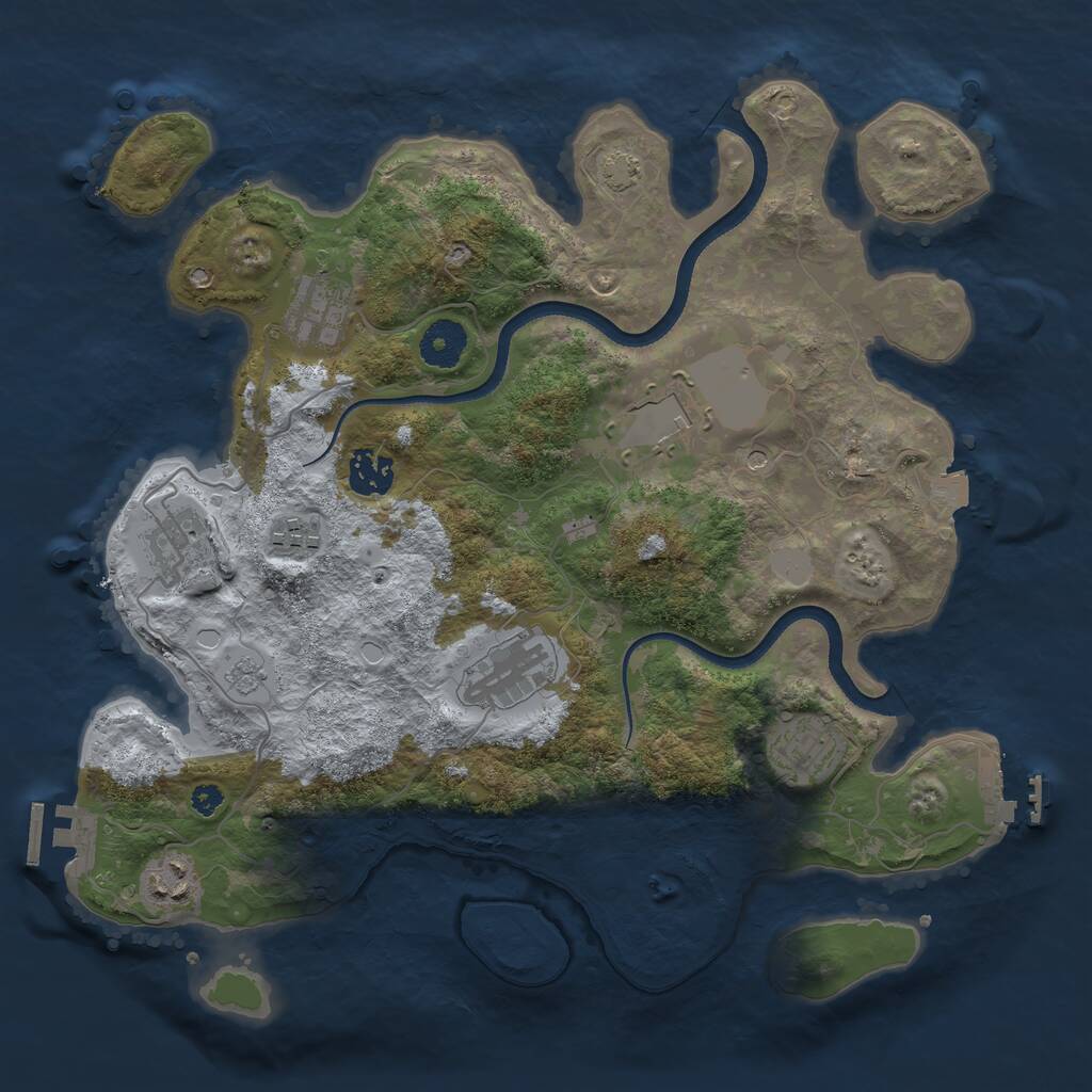 Rust Map: Procedural Map, Size: 3500, Seed: 763285522, 14 Monuments