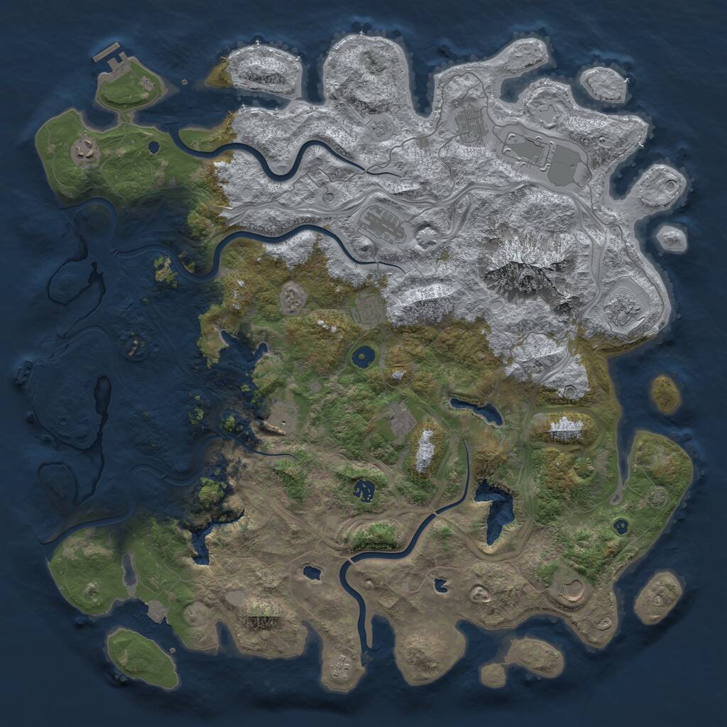 Rust Map: Procedural Map, Size: 5000, Seed: 1300723027, 17 Monuments