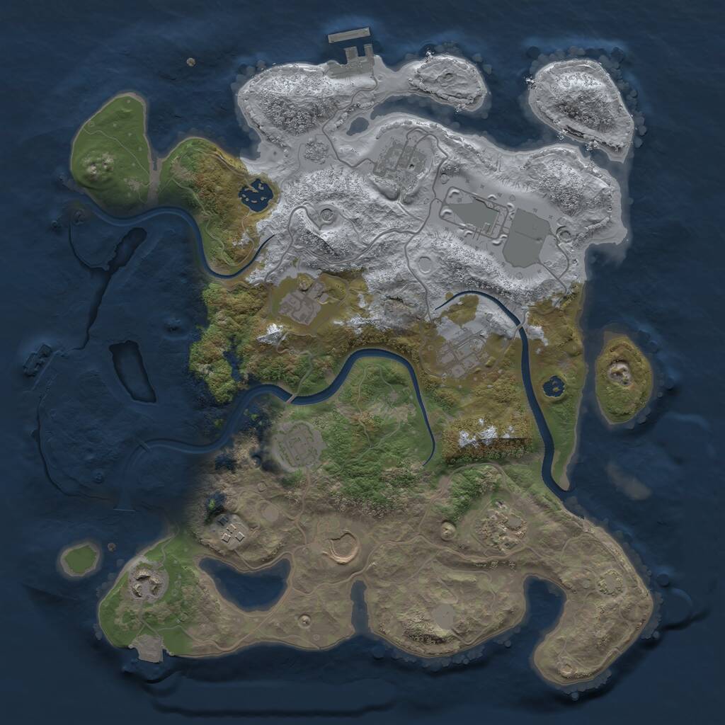 Rust Map: Procedural Map, Size: 3500, Seed: 1134260155, 16 Monuments