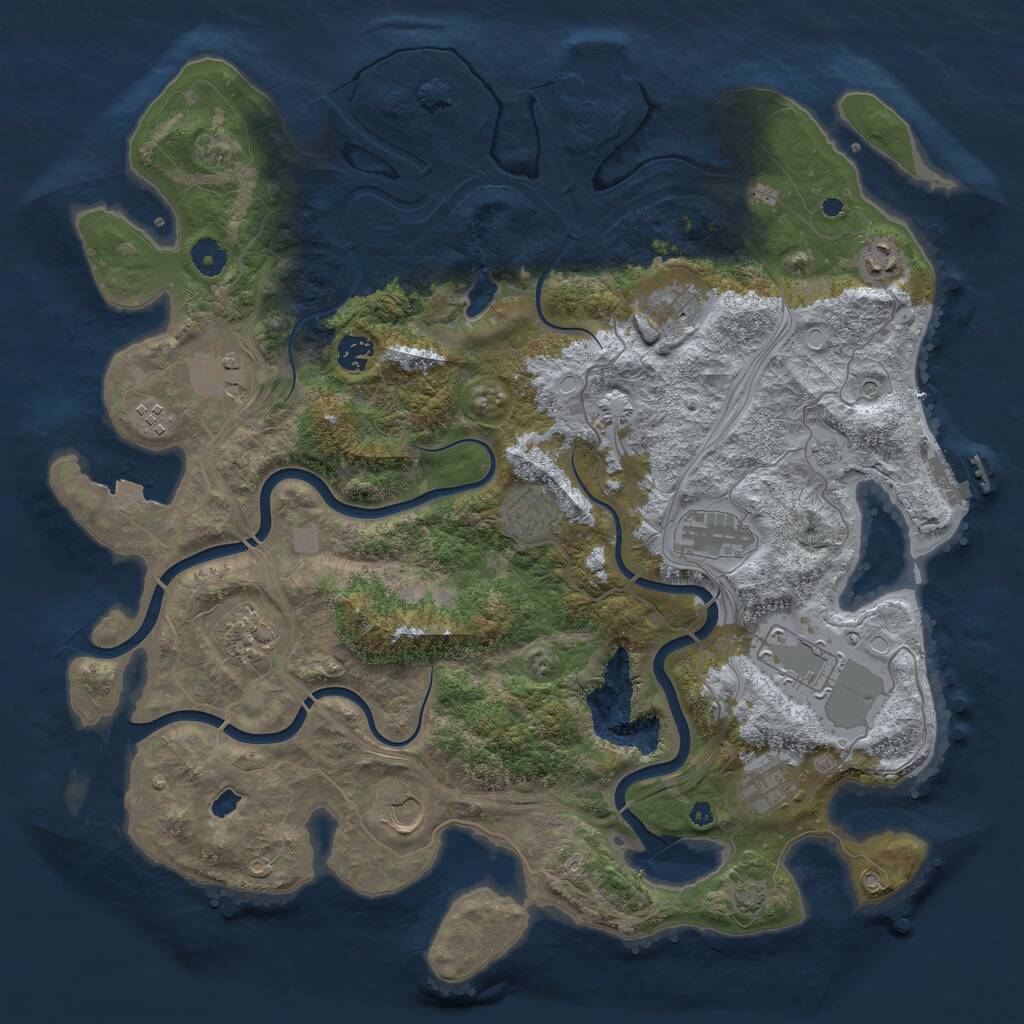 Rust Map: Procedural Map, Size: 4250, Seed: 1245667653, 17 Monuments