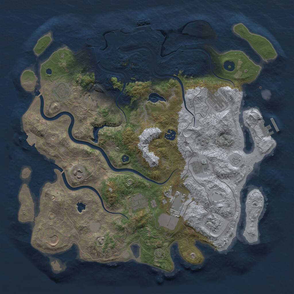 Rust Map: Procedural Map, Size: 4000, Seed: 643523975, 17 Monuments