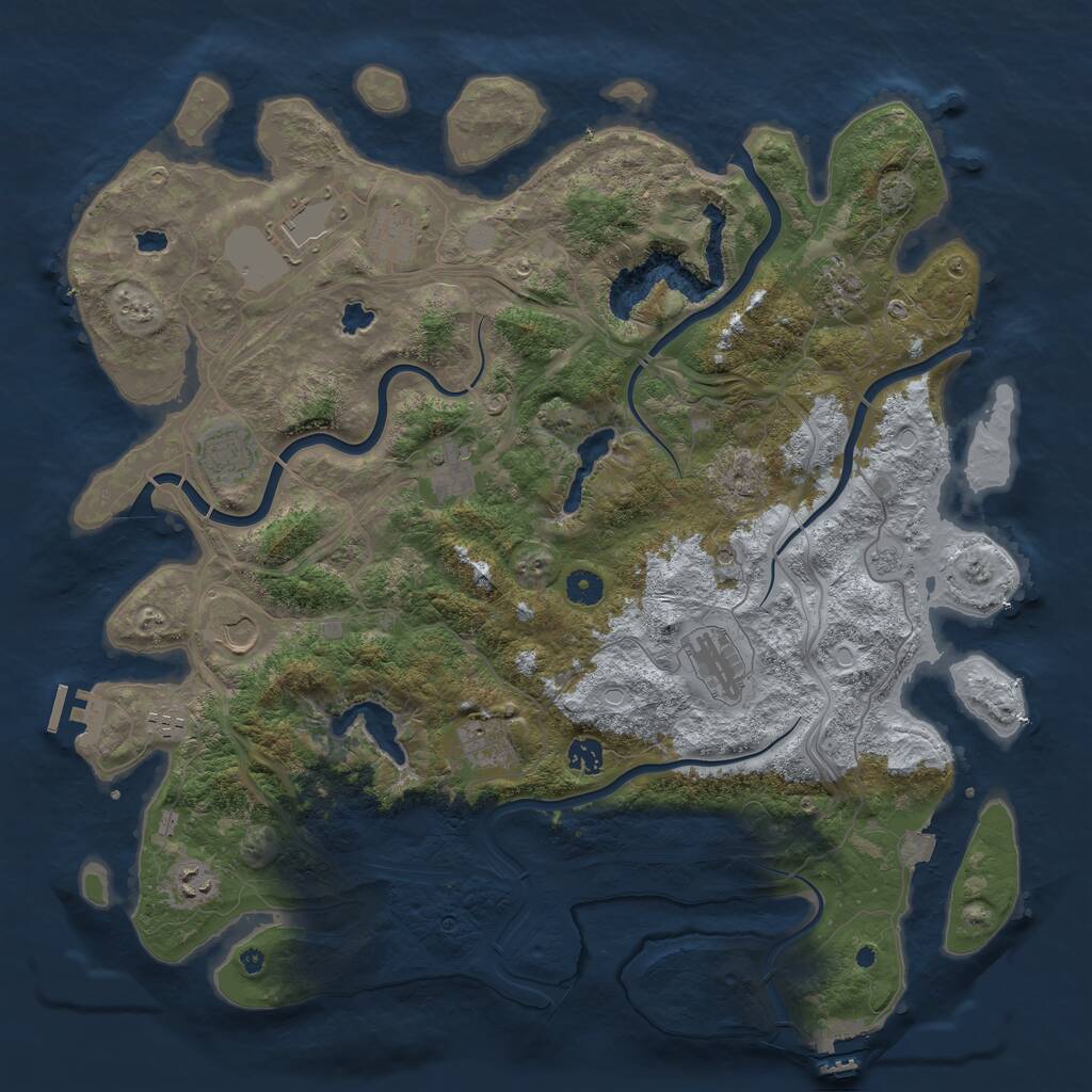 Rust Map: Procedural Map, Size: 4500, Seed: 365257393, 17 Monuments