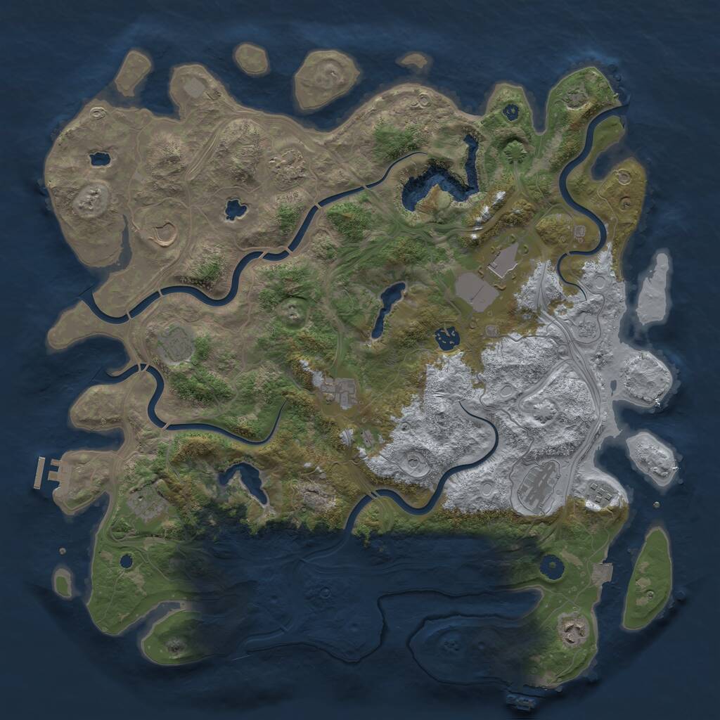 Rust Map: Procedural Map, Size: 4500, Seed: 365257393, 16 Monuments