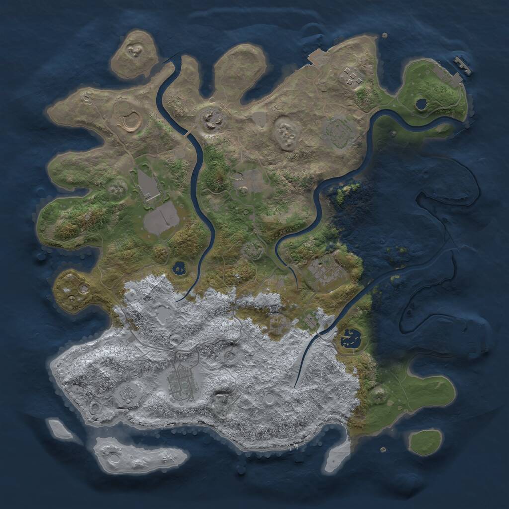 Rust Map: Procedural Map, Size: 3750, Seed: 1215957843, 15 Monuments