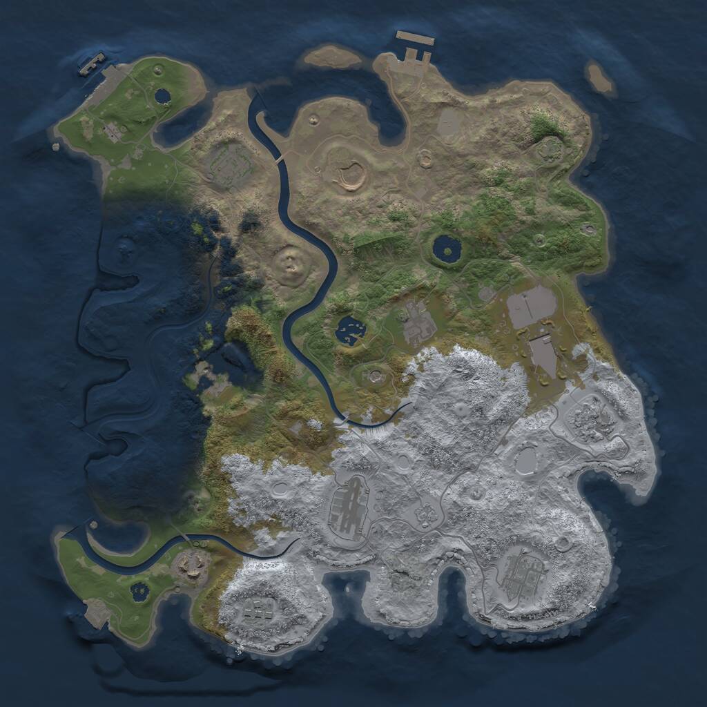Rust Map: Procedural Map, Size: 3750, Seed: 54575, 17 Monuments