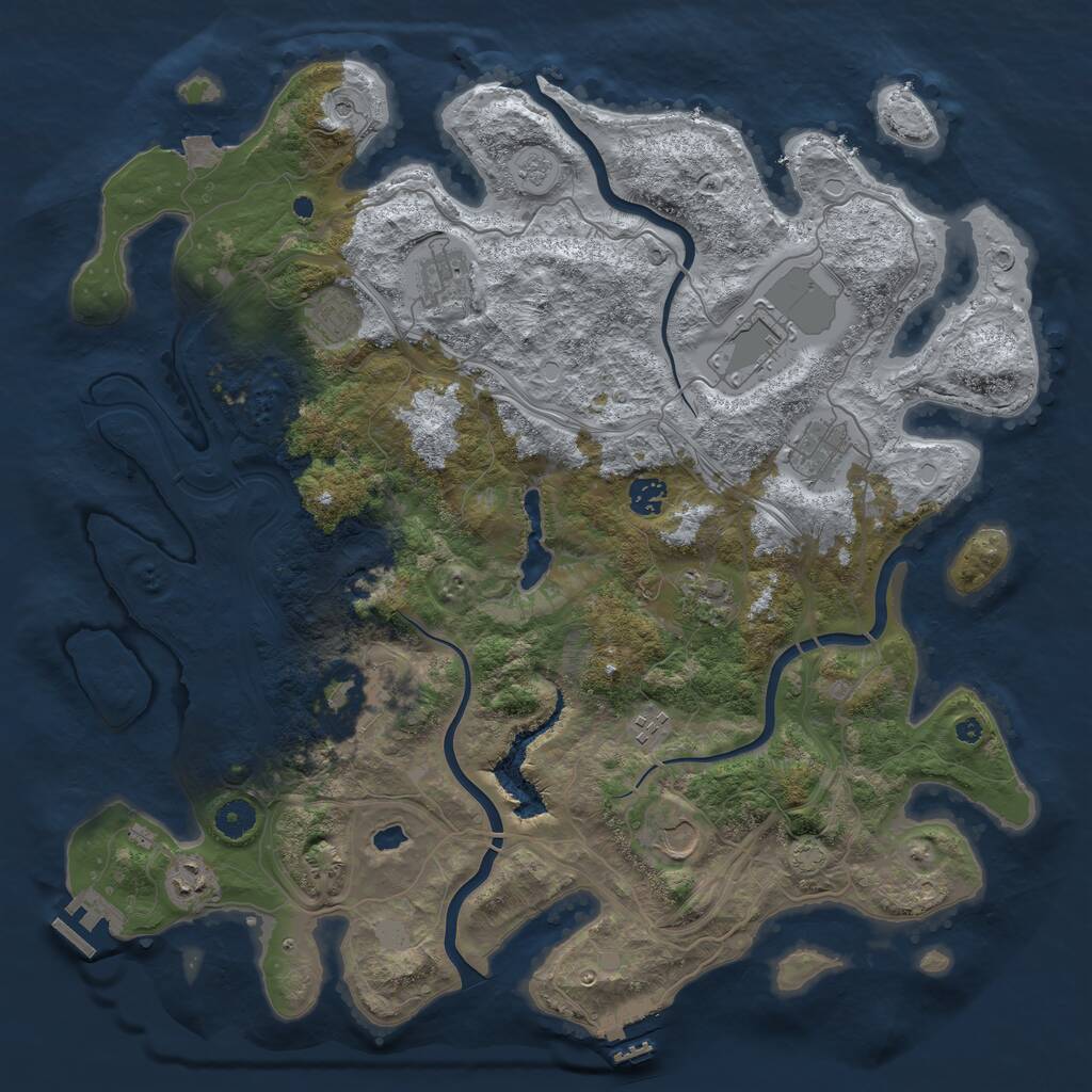 Rust Map: Procedural Map, Size: 4250, Seed: 1031143733, 16 Monuments