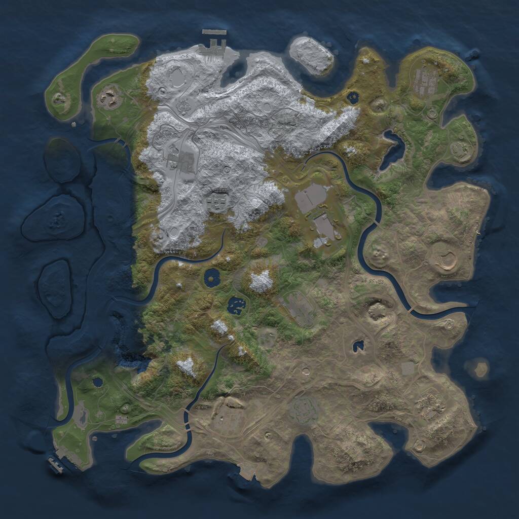 Rust Map: Procedural Map, Size: 4300, Seed: 1641843211, 17 Monuments